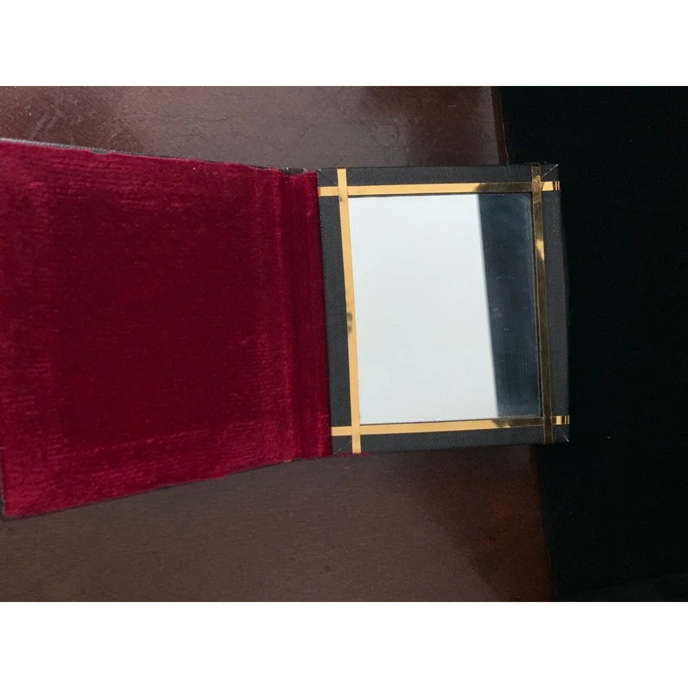 Antique Leather Art Deco Hand Painted‎ Girl Compact Mirror